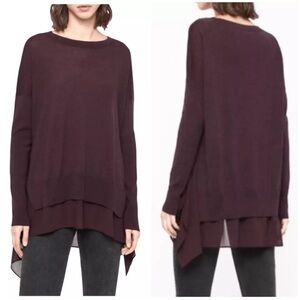 Allsaints Libby Crew Neck Purple Merino Wool Sweater Size Small Classic Fall
